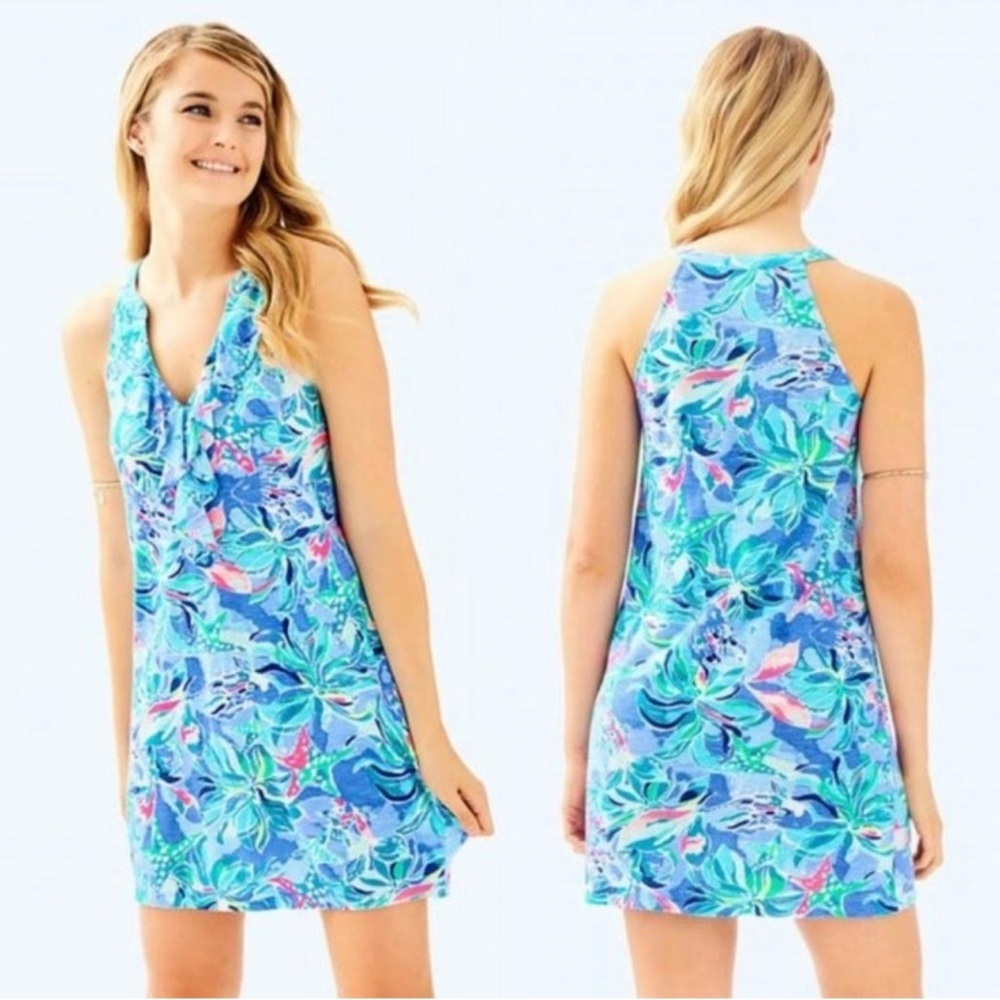 Lilly Pulitzer Shay Dress In  Bennet Blue Celestial Seas Dress